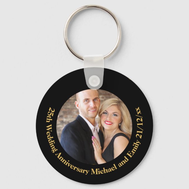 PHOTO Wedding Anniversary Keychain Gifts Under $5 (Front)