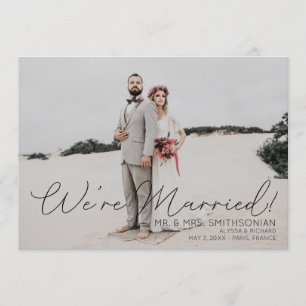 Photo Wedding Announcement Black Typography