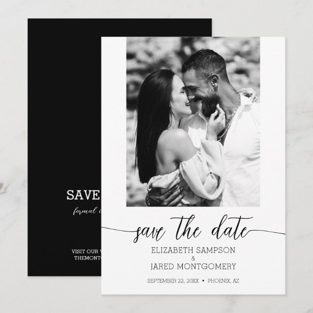 Photo Wedding Black Save The Date (Front/Back)