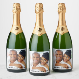 Photo Wedding Bridal Party Engagement Anniversary Sparkling Wine Label