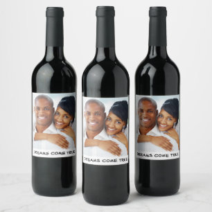 Photo Wedding Bridal Party Engagement Anniversary Wine Label