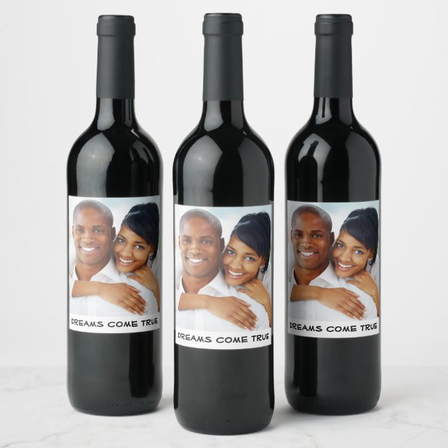 Photo Wedding Bridal Party Engagement Anniversary Wine Label (Bottles)