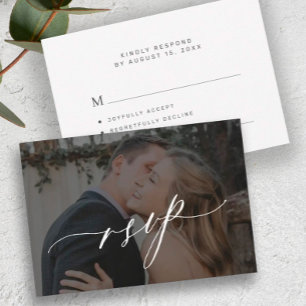 Photo wedding calligraphy script modern RSVP card