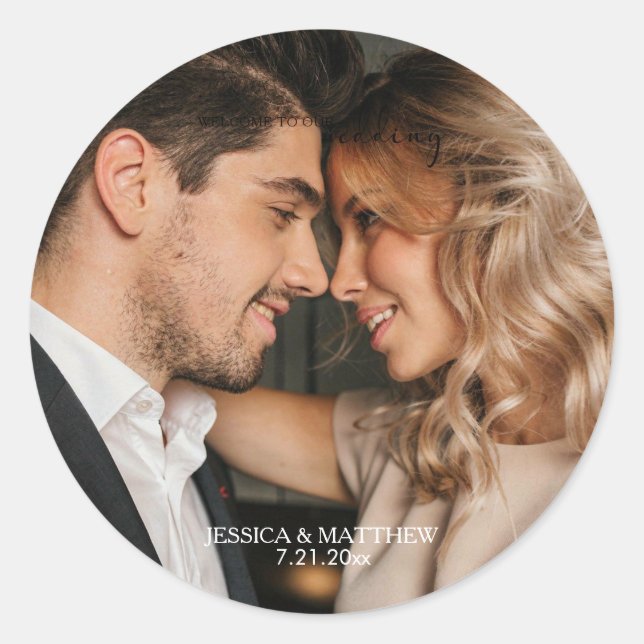 Photo Wedding Classic Round Sticker (Front)