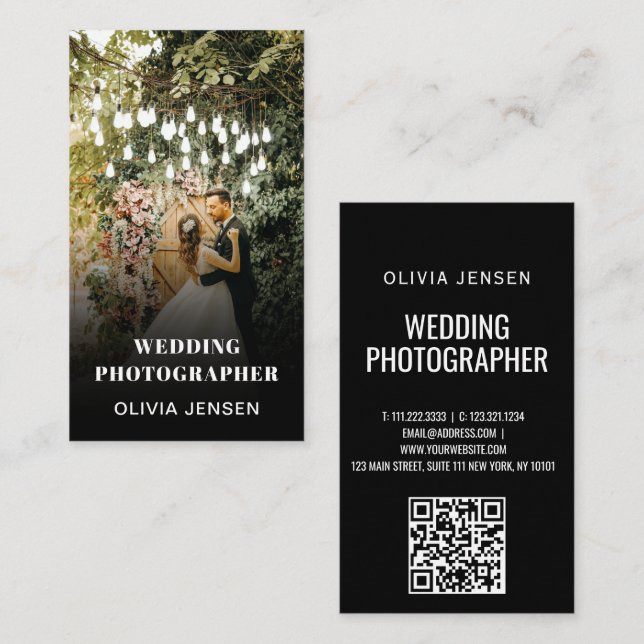 Photo Wedding Collage Photographer QR Code Frame  Business Card (Front/Back)