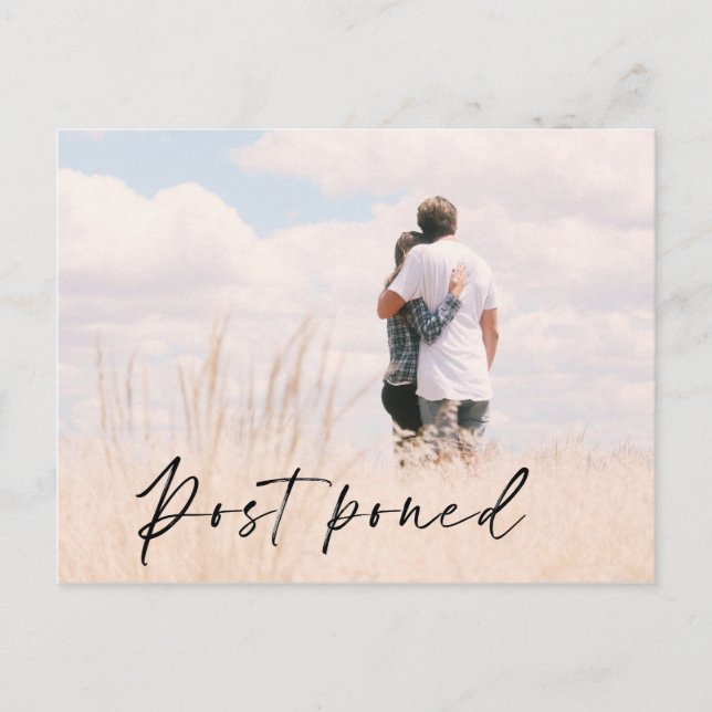 Photo Wedding Date Postponement Announcement Postcard (Front)