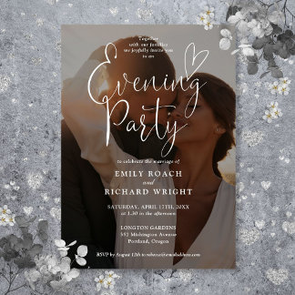 Photo Wedding Elegant Script Evening Party Invitation