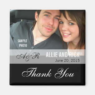 Photo Wedding Favour Magnets Black