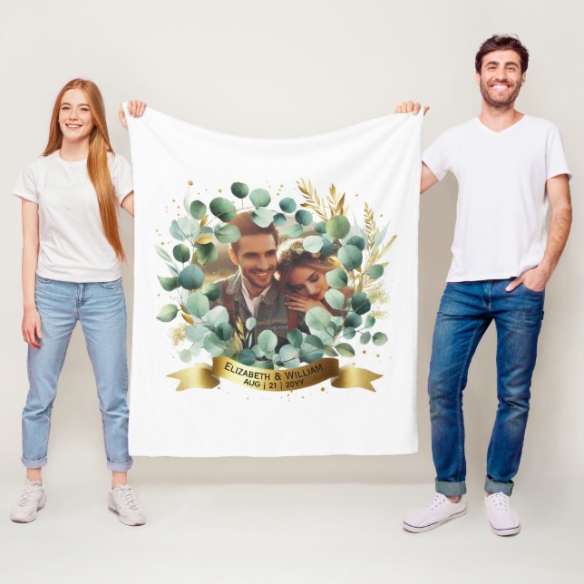 PHOTO Wedding Gift Newlyweds Anniversary Couples  Fleece Blanket (In Situ)