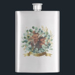 PHOTO Wedding Gift Newlyweds Anniversary Couples  Hip Flask<br><div class="desc">Greenery,  Eucalyptus leaves themed photo gift,  event,  partyware item.</div>