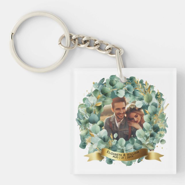 PHOTO Wedding Gift Newlyweds Anniversary Couples  Key Ring (Front)