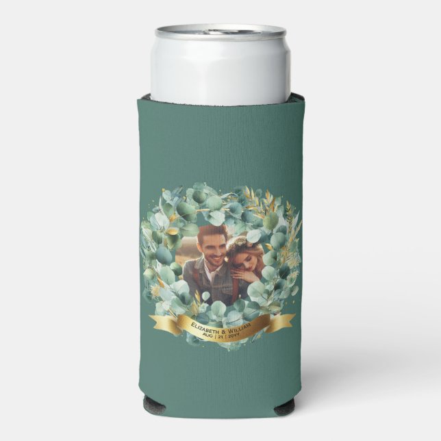 PHOTO Wedding Gift Newlyweds Anniversary Couples  Seltzer Can Cooler (Seltzer Front)