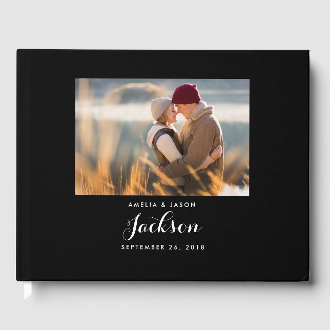 Photo Wedding Guest Book, Black and White Guest Book (Front)