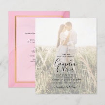 PHOTO WEDDING INVITATION Blush Pink Gold INK LeahG