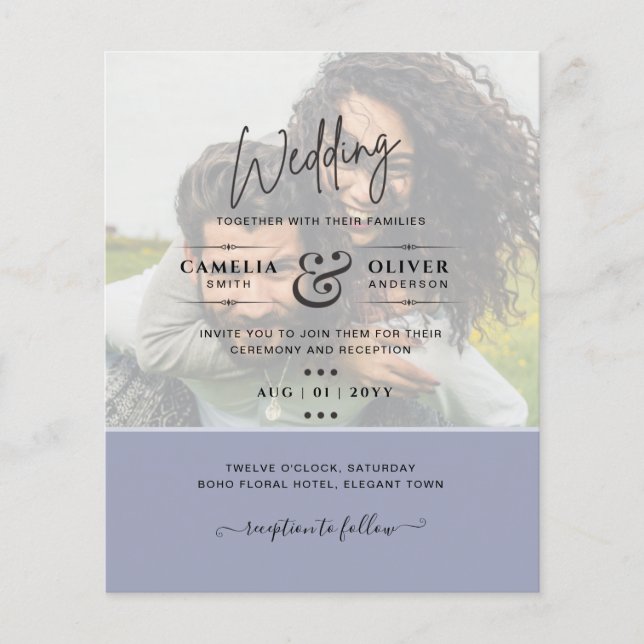 PHOTO WEDDING INVITATION Budget Overlay Text LeahG Flyer (Front)
