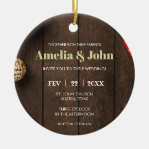 Photo Wedding Invitation Christmas Ceramic Tree Decoration