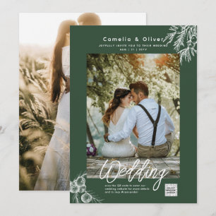 Photo Wedding Invitation JUNIPER GREEN Modern  