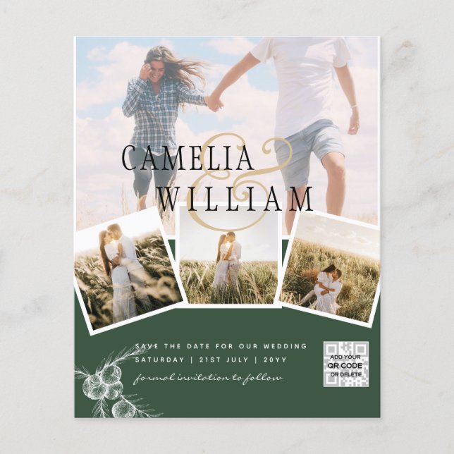 Photo Wedding Invitation JUNIPER GREEN Modern   Flyer (Front)