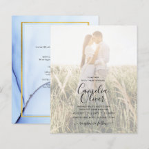 PHOTO WEDDING INVITATION Navy Blue Gold INK LeahG