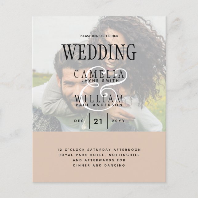 PHOTO WEDDING INVITATION Overlay Text LeahG BUDGET Flyer (Front)