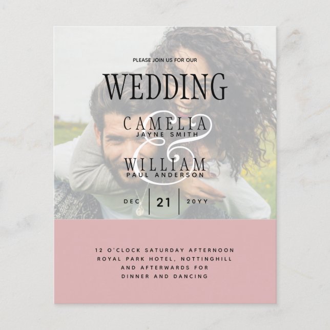PHOTO WEDDING INVITATION Overlay Text LeahG BUDGET Flyer (Front)