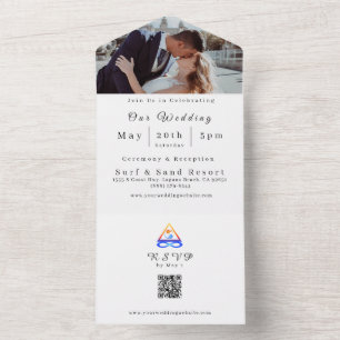 Photo Wedding Invitation-QR Code-Twin Flame Symbol All In One Invitation