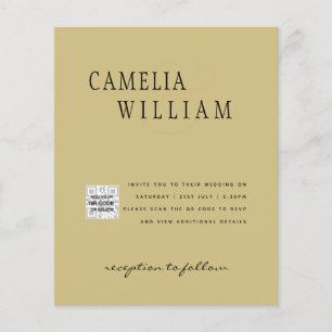 Photo Wedding Invitation QRCode RSVP Gold Yellow Flyer
