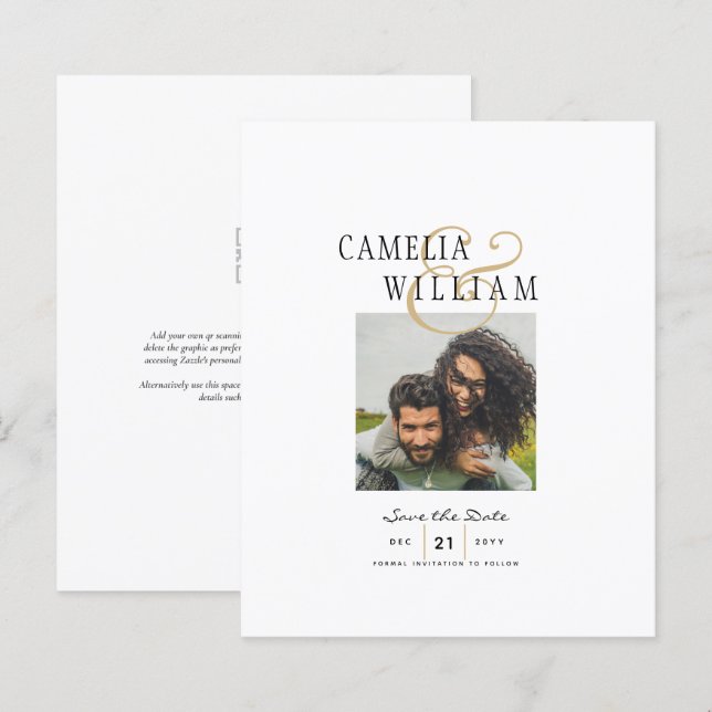 Photo Wedding Invitation Save Date Digital Options (Front/Back)