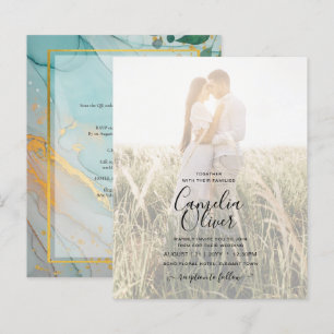 PHOTO WEDDING INVITATION Teal Gold INK LeahG