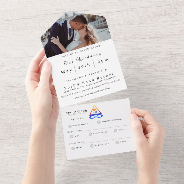 Photo Wedding Invitation-Twin Flame- All In One Invitation (Tearaway)