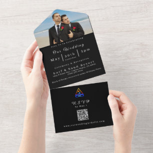 Photo Wedding Invitation-Twin Flame Symbol-LGBTQ- All In One Invitation