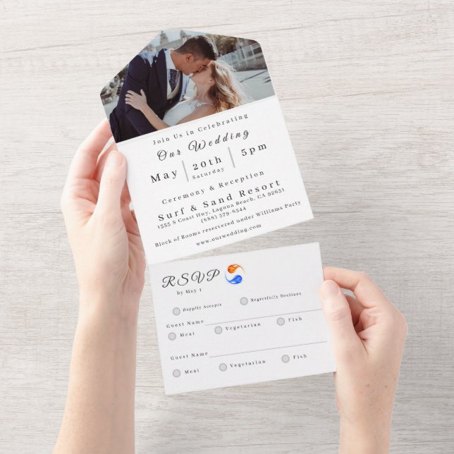 Photo Wedding Invitation-Twin Flame Wedding Theme- All In One Invitation (Tearaway)