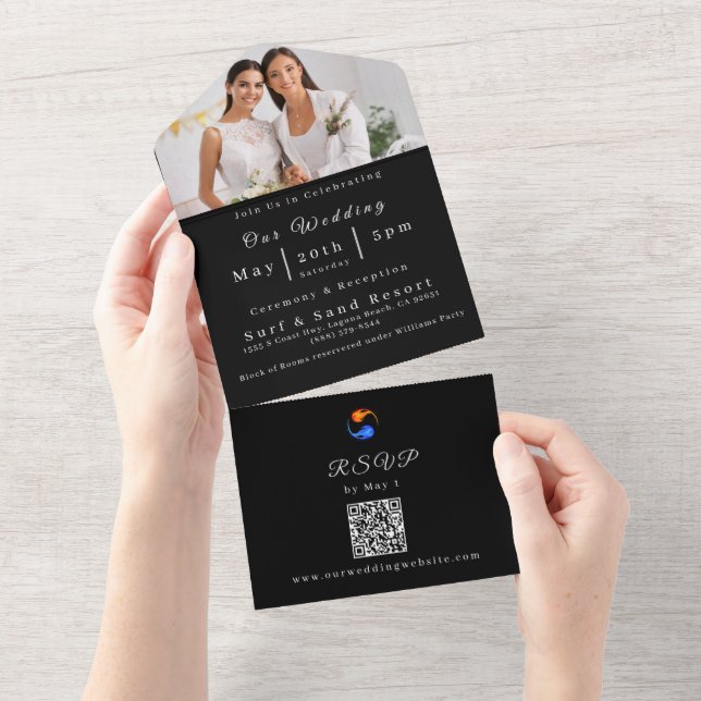 Photo Wedding Invitation-Twin Flames-LGBTQ- All In One Invitation (Tearaway)