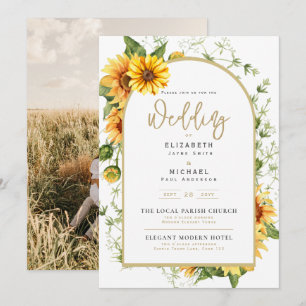 Photo Wedding Invitation with Sunflowers