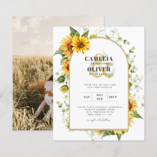 Photo Wedding Invitation with Sunflowers