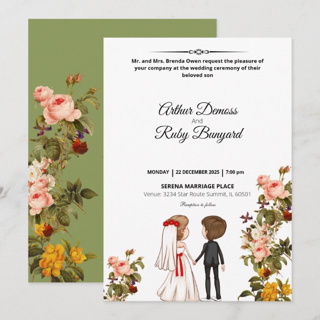 Photo Wedding Invitations Card (Front/Back)