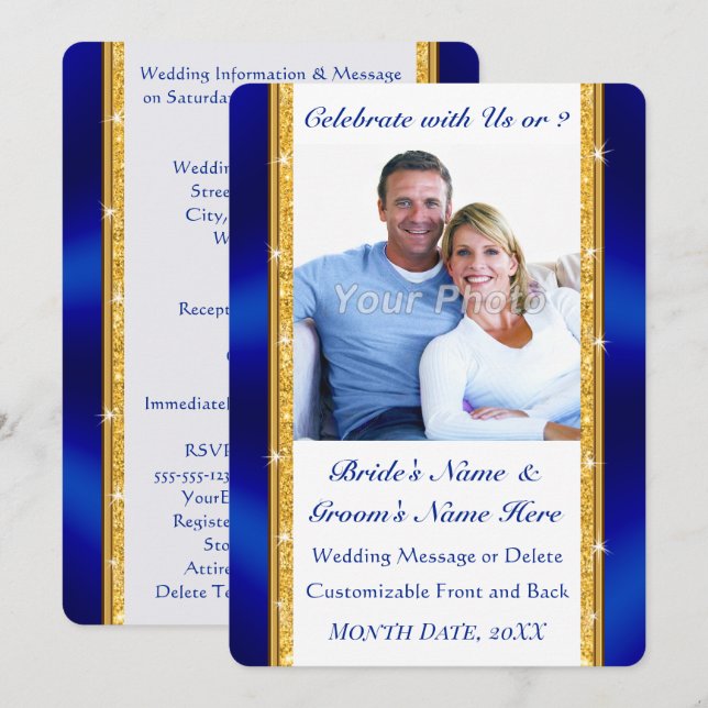Photo, Wedding Invitations for Second Marriage (Front/Back)