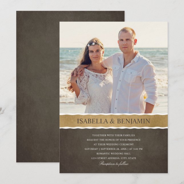Photo wedding invitations | Modern Elegant Picture (Front/Back)