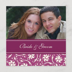 Photo Wedding Invitations Pink Cream Pattern