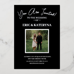 Photo Wedding Invitations   Silver Foil Accents
