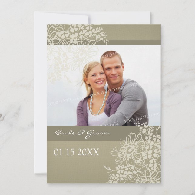 Photo Wedding Invitations Vintage Floral (Front)