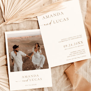 Photo Wedding Invite, Boho Minimalist Neutral Tone Invitation