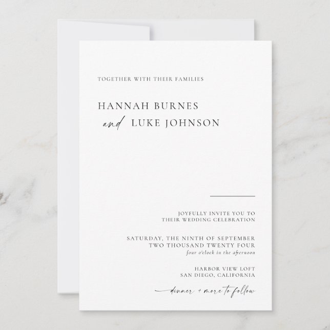 Photo Wedding Invite, Boho Modern Minimalist Invitation (Front)