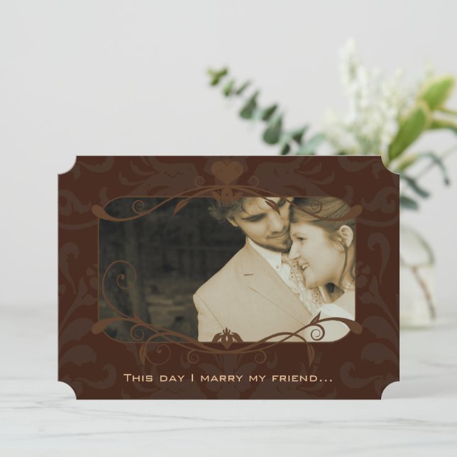 Photo Wedding Invite I marry my Friend-Chocolate (Standing Front)