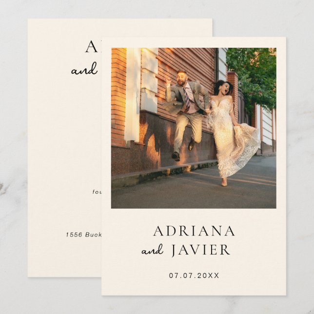 Photo Wedding Invite Modern Minimalist (Front/Back)