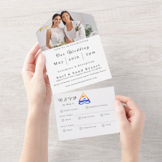 Photo Wedding-LGBTQ-Twin Flame- All In One Invitation (Tearaway)