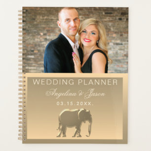 Photo Wedding Luxury Elegant Gold Foil Elephant Planner