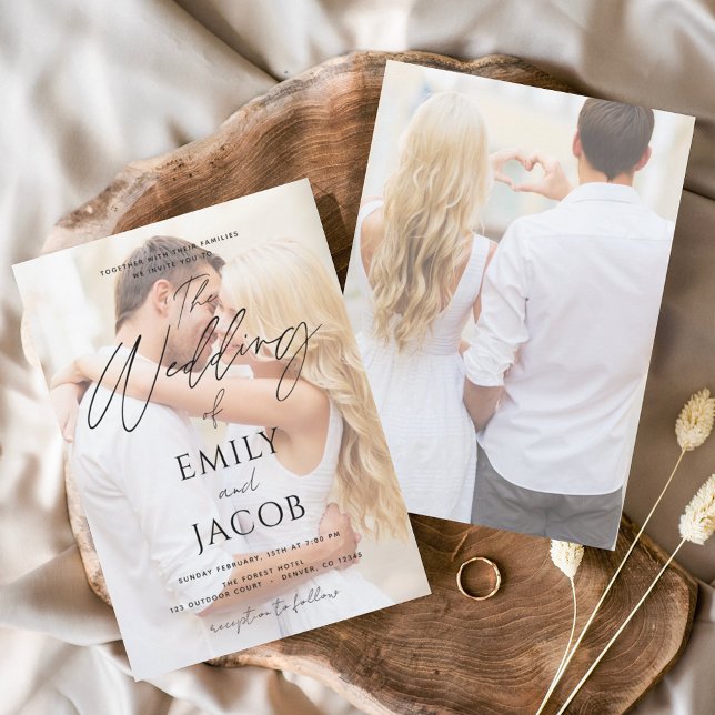 Photo Wedding Modern Script Typography Invitation (Creator Uploaded)