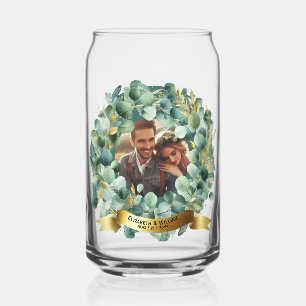 PHOTO Wedding Newlyweds Eucalyptus Leaves Gift   Can Glass
