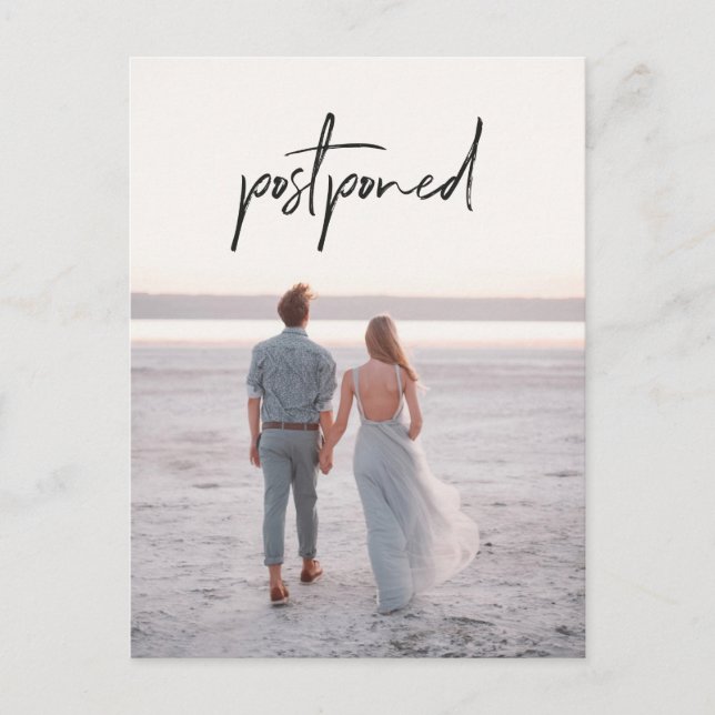 Photo Wedding Postponement Change of Date Postcard (Front)